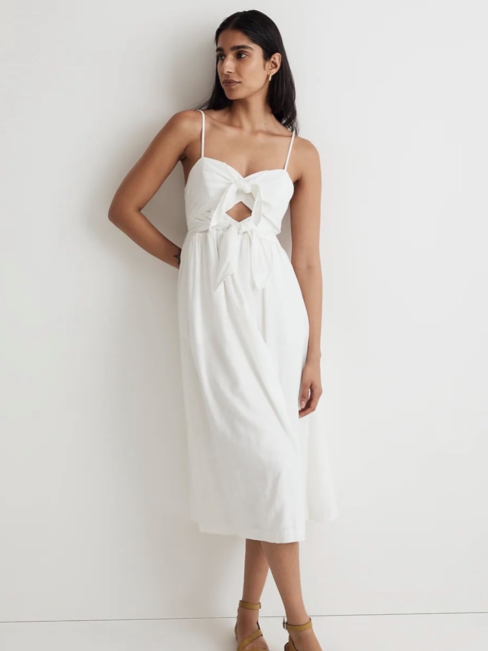 NWT !! Madewell Double tie cutout Sweetheart Midi dress - size 2